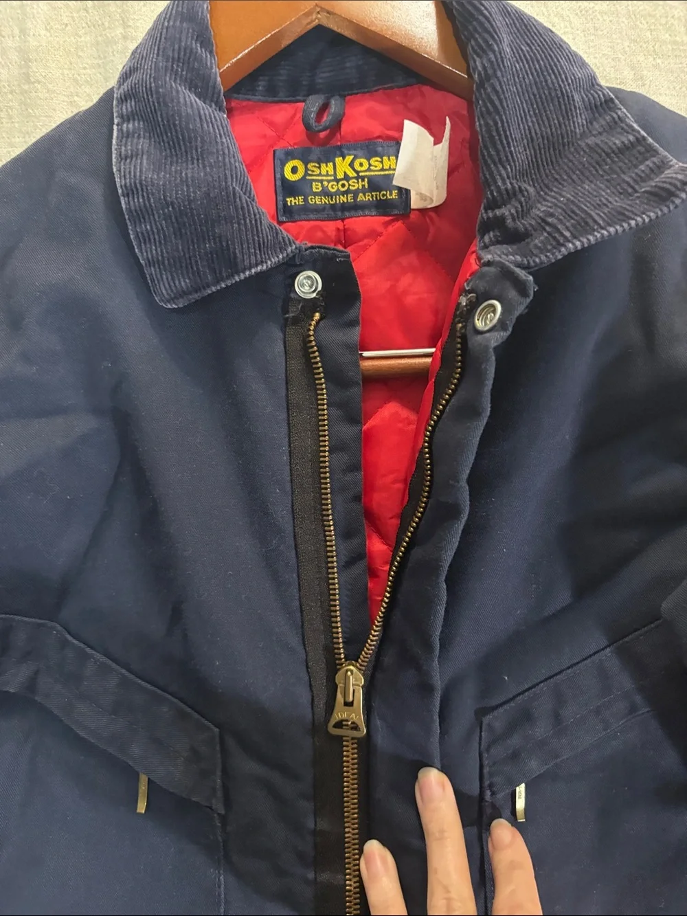 VTG 80s OshKosh B'gosh Youth 14/16 L Navy Blue Kids Coverall Quiltlined Jumpsuit